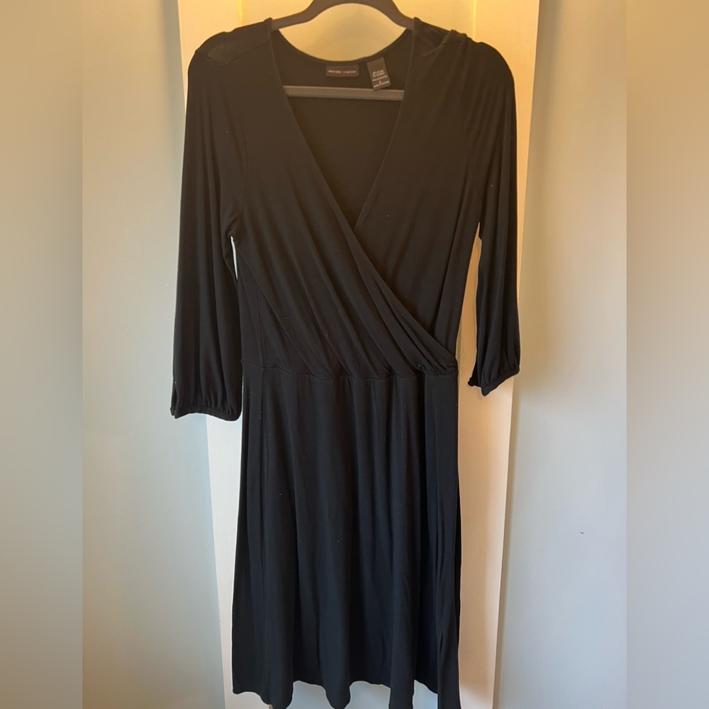 Black faux wrap top dress
